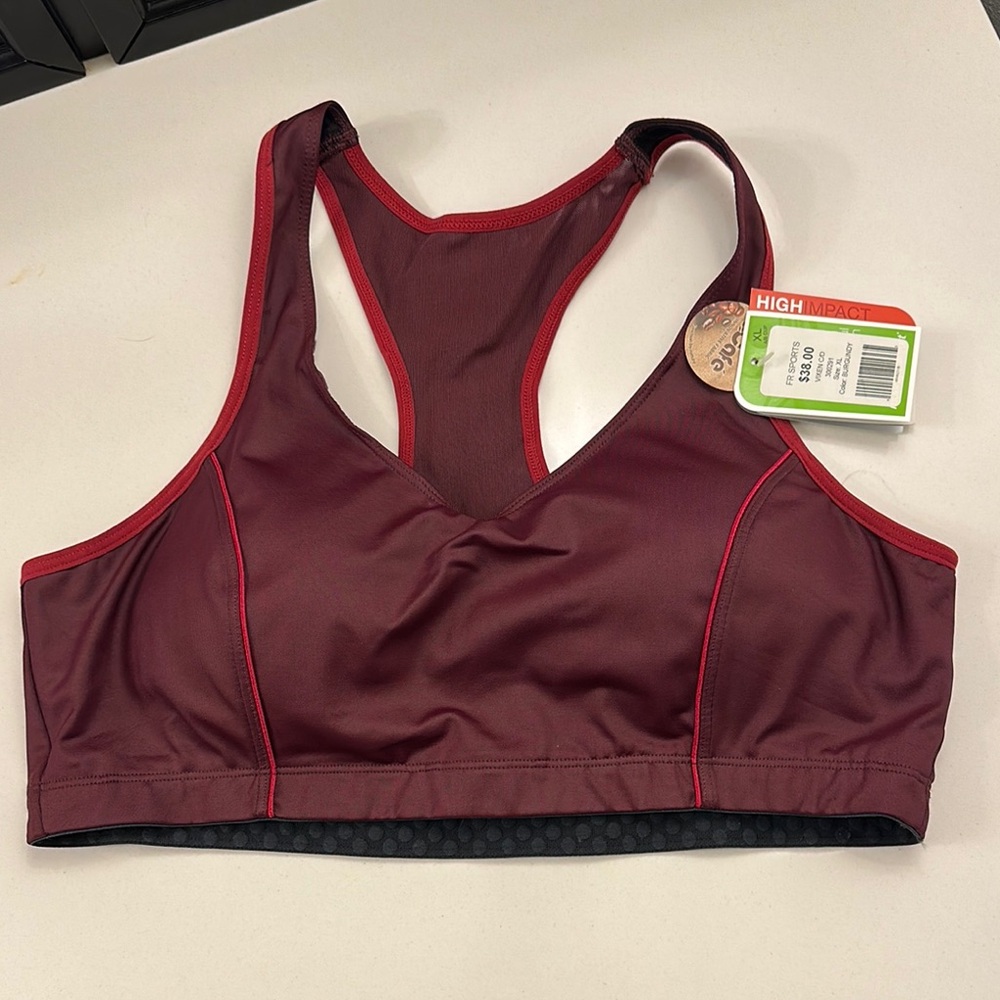 NWT-Moving Comfort- High Impact Women's Sports Bra - Burgundy, sz 38A/B.